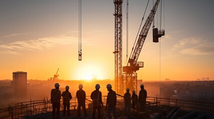 Construction site for Building and tower crane, scaffolding and structure