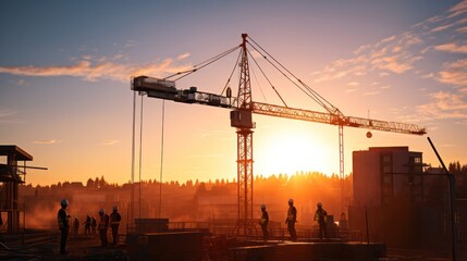 Obraz premium Construction site for Building and tower crane, scaffolding and structure
