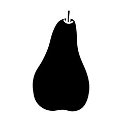 Pear black silhouette isolated on white background. Minimal flat design vector illustration.