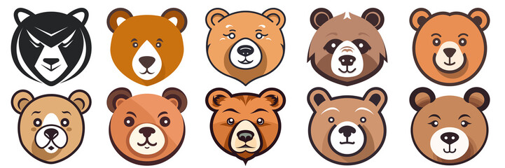 Obraz na płótnie Canvas bear silhouette set logo vector animals illustration, Bear icon modern symbol, black icon, mascot, bear silhouette, logo style bear for graphic and web design