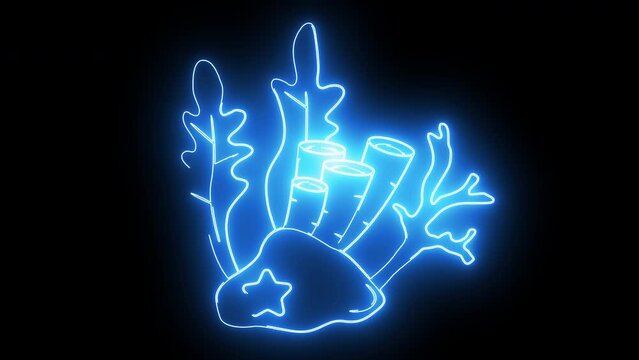 Animated coral reef icon with glowing neon effect