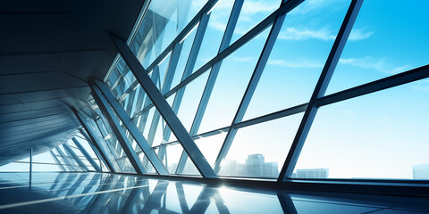 Abstract backdrop of modern glass and steel architecture. Background with selective focus and copy space