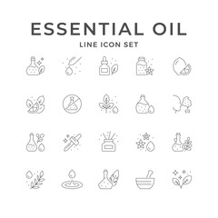 Set line icons of essential oil