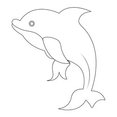 Continuous one line of cute dolphin sea fish  outline vector art drawing and illustration