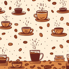 Obraz premium vector hand drawn background for world coffee day celebration