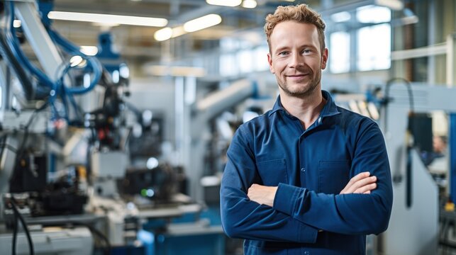 Male Engineer working at manufacturing industry, Production line and quality control - Powered by Adobe