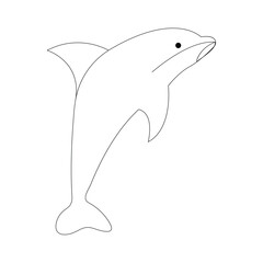 Continuous one line of cute dolphin sea fish  outline vector art drawing and illustration