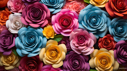 fantasy vintage colorful paper roses background