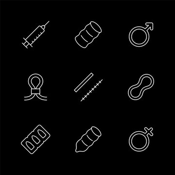 Set line icons of contraception