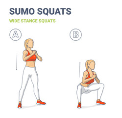 Sumo Squats Exercise Female Guidance