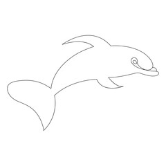 Continuous one line of cute dolphin sea fish  outline vector art drawing and illustration