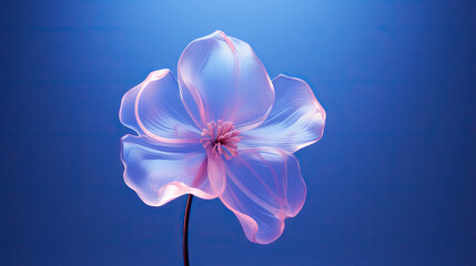  a flower that is in a vase with a blue background.  generative ai