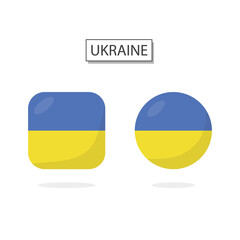 Flag of Ukraine 2 Shapes icon 3D cartoon style.