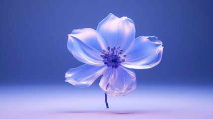  a blue and white flower on a blue background with a blue background.  generative ai