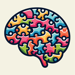 Brain with Puzzle Pieces Vector Design