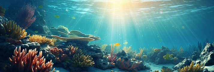 beautiful seabed with sun rays
