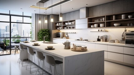 modern kitchen interior with beautiful white setting generated by AI