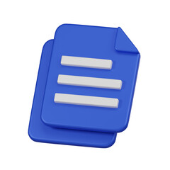Minimal document file copy icon with a bent corner. 3d isolated render illustration.