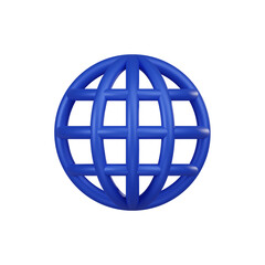 Minimal language globe button icon. 3d render isolated illustration.