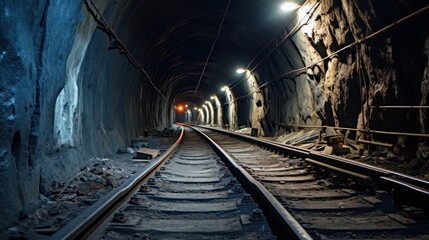 Fototapeta na wymiar Tunnel during construction for tunnel railway underground