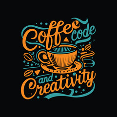 Retro coffee typography vector colorful custom design art