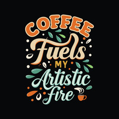 Retro coffee typography vector colorful custom design art
