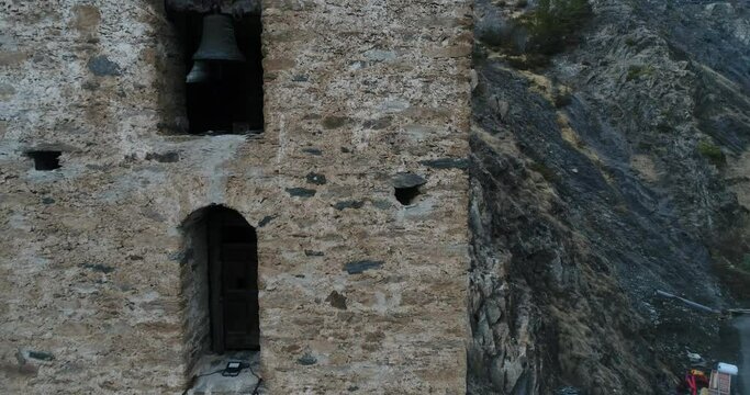 Romanesque church of Sant Serni de Canillo. Andorra. Winter. Aerial. 