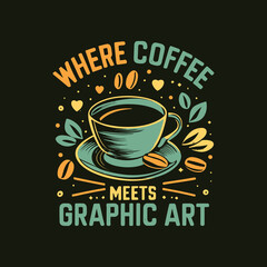 Retro coffee typography vector colorful custom design art