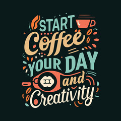 Retro coffee typography vector colorful custom design art