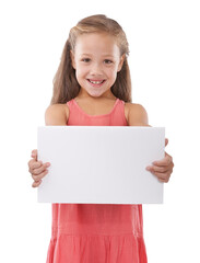 Happy young child, portrait and poster for advertising or marketing isolated on a transparent PNG...