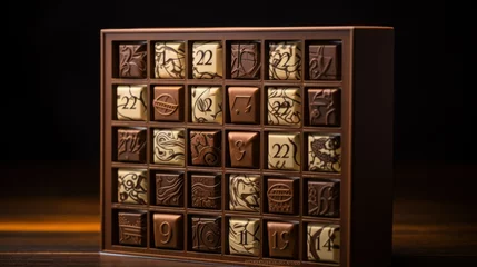Kussenhoes Advent calendar Chocolate candies blocks with numbers. Countdown to Christmas. Christmas gift collection for Chocolate gourmand. Xmas Tea Advent Calendar 24 Days © irissca