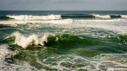 Green ocean with waves