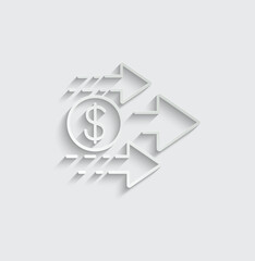 dollar rate increase icon up dollar  sign