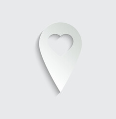 map point with a heart icon.   love sign valentines day icon
