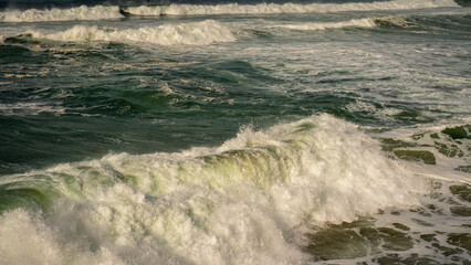 Green ocean with waves