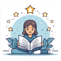 reading book cartoon vector