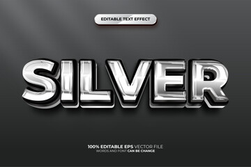 Silver 3d editable vector text effect