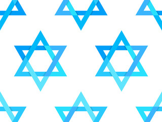 Hanukkah seamless pattern with stars of David. Hanukkah is a Jewish holiday. Stars of David on a white background. Design for posters, banners and promotional products. Vector illustration