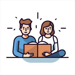 reading book cartoon vector