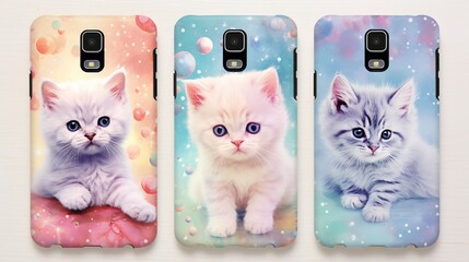 two cats in a row  mobile cover  generated by AI