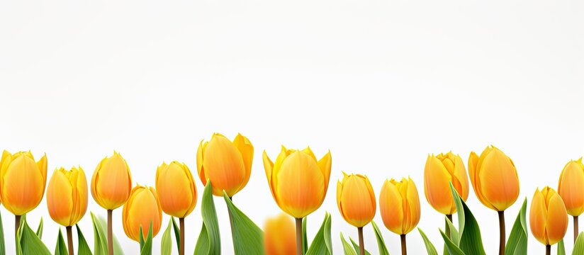 A white background with a tulip in the front