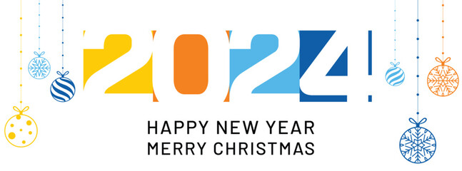Happy new year 2024, horizontal banner. Brochure or calendar cover design template. Cover of business diary for 20 23 with wishes. The art of cutting paper..