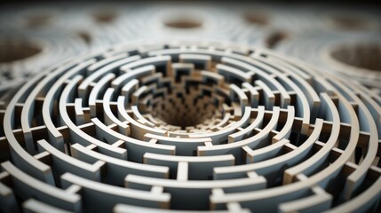 An intricate circular pattern leads to a mysterious hole in the center, framed by a grate,...