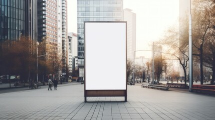 billboard or blank poster, blank white mast banner mockup, front view, outdoor, billboard clear poster for advertising display outside sign template, for Display or montage of product generate by AI - obrazy, fototapety, plakaty