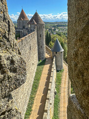 Looking along the battlements of Carcassonne