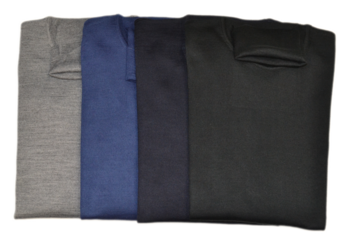 folded merino wool sweaters with high neck on isolated background