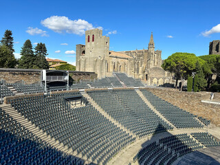 ampitheatre seating within the walls in Carcassonne, Francde