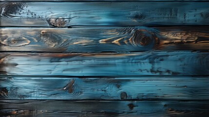 Fluid teal strokes dance upon a canvas of blue wood knots, capturing the untamed essence of water...