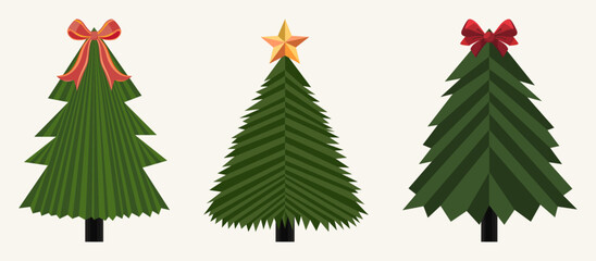 Set of traditional christmas trees