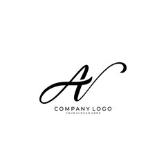 Handwritten AV letter logo. Simple signature vector - obrazy, fototapety, plakaty